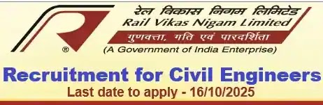 RVNL सिविल इंजीनियर्स रिक्ति भर्ती 2025 RVNL सिविल इंजीनियर्स रिक्ति भर्ती 2025