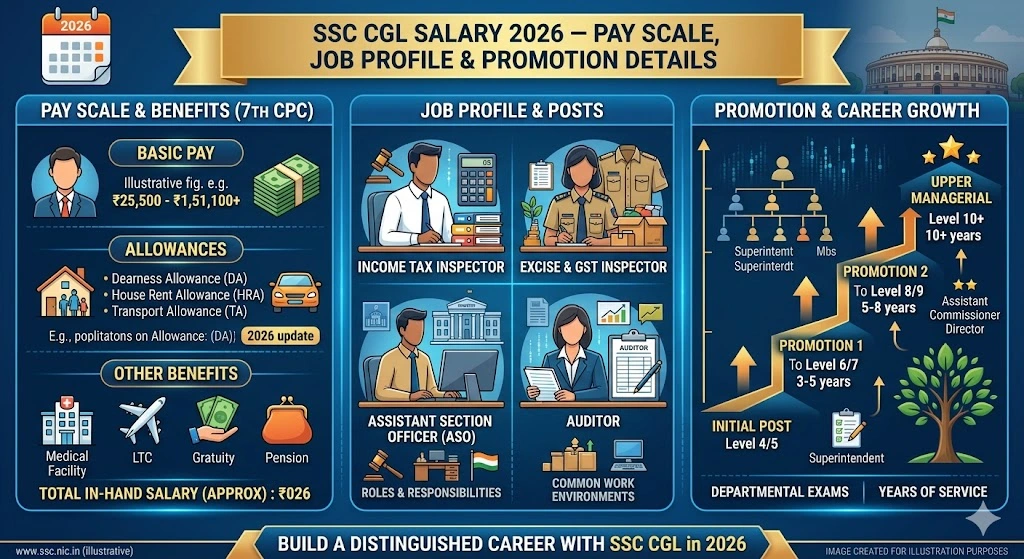 SSC CGL Salary 2026 – Pay Scale, Job Profile & Promotion Details