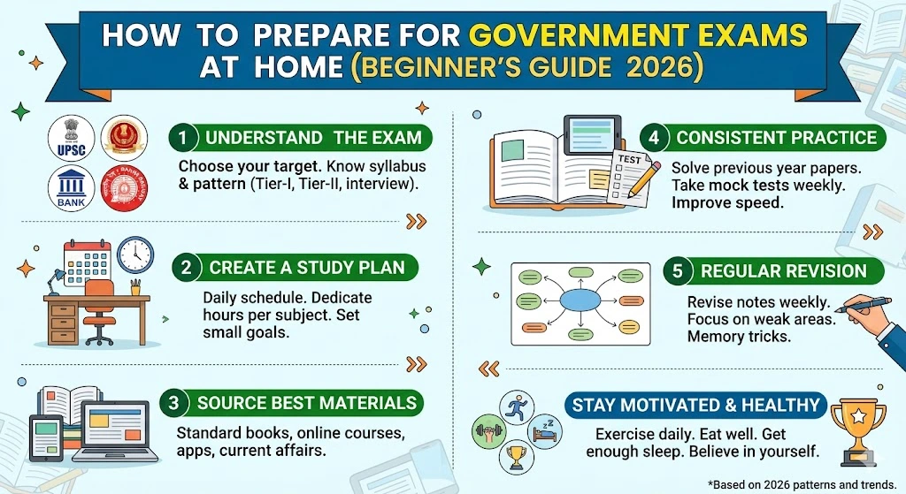 How to Prepare for Government Exams at Home (Beginner’s Guide 2026)