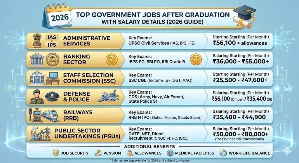 Top Government Jobs After Graduation with Salary Details (2026 Guide)